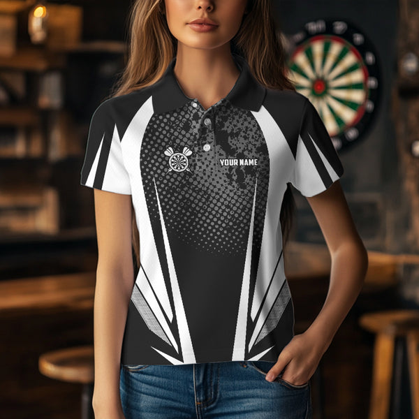 Personalized Black and White Darts Shirts For Women Custom Darts Team Jerseys NQS9489