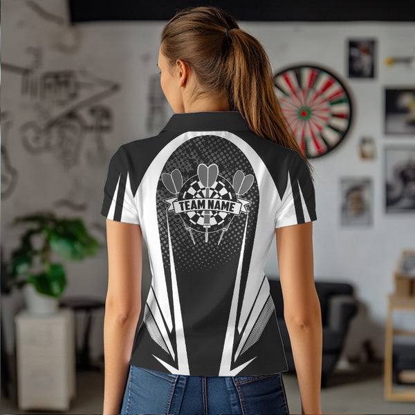 Personalized Black and White Darts Shirts For Women Custom Darts Team Jerseys NQS9489