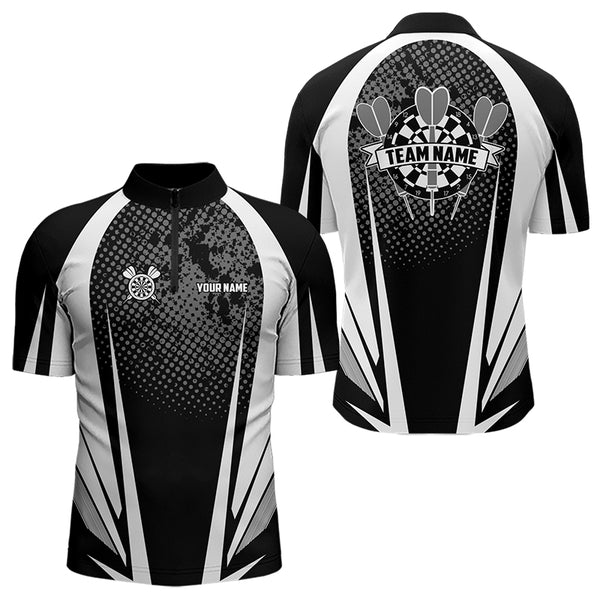 Personalized Black and White Darts Shirts For Men Custom Darts Team Jerseys NQS9489