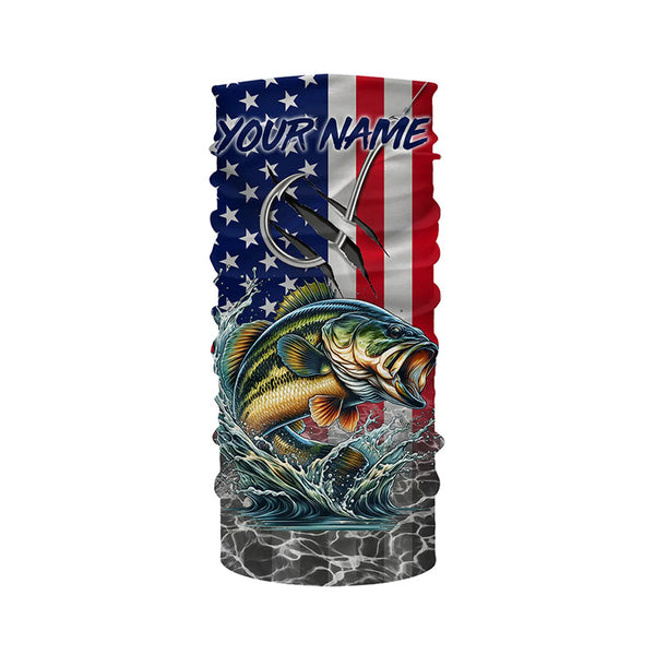 American Flag Bass Fish hook Custom long sleeve performance Fishing Shirts, Bass Fishing jerseys NQS5690