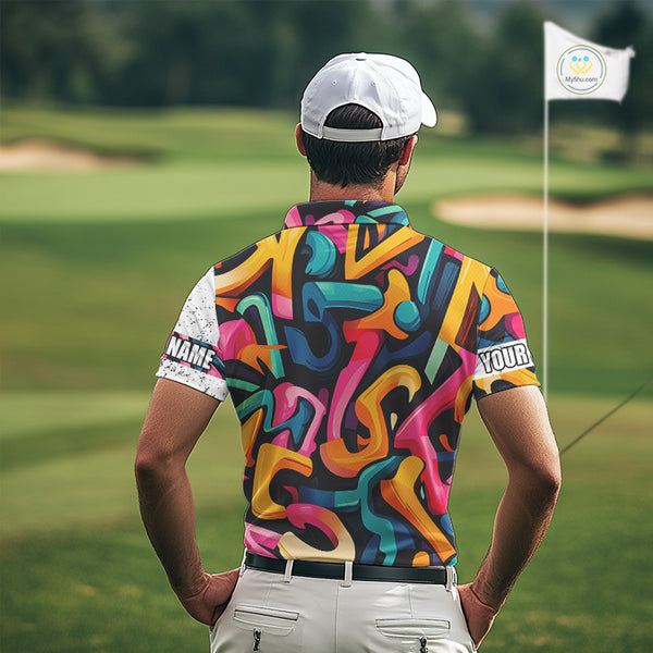 Mens golf polo shirts colorful pattern custom team golf shirts, golf tops for men NQS10088