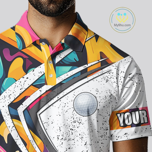 Mens golf polo shirts colorful pattern custom team golf shirts, golf tops for men NQS10088