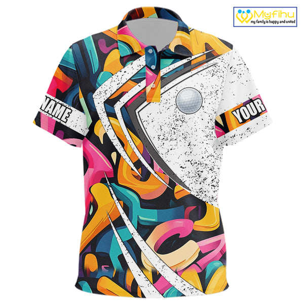 Kid golf polo shirts colorful pattern custom team golf shirts, golf tops for Kid NQS10088