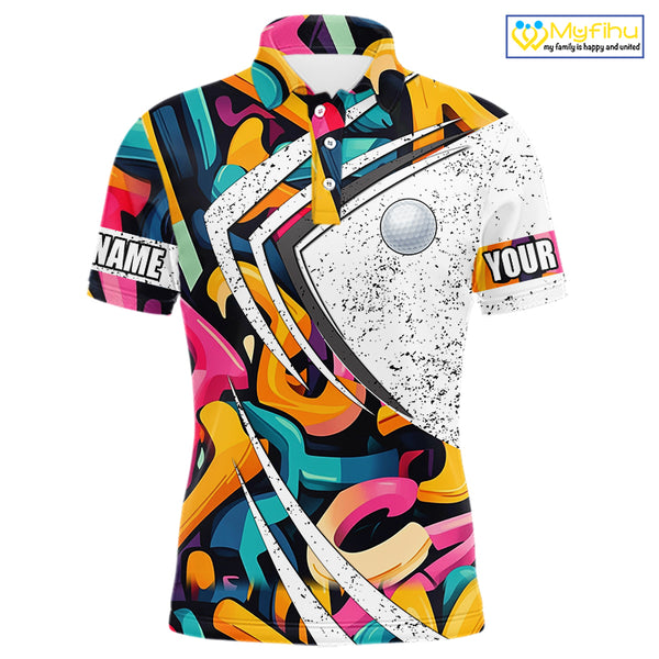 Mens golf polo shirts colorful pattern custom team golf shirts, golf tops for men NQS10088