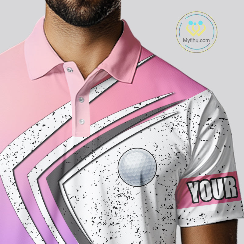 Mens golf polo shirts purple gradient pattern custom team golf shirts, golf tops for men NQS10089