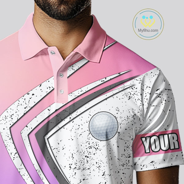 Mens golf polo shirts purple gradient pattern custom team golf shirts, golf tops for men NQS10089