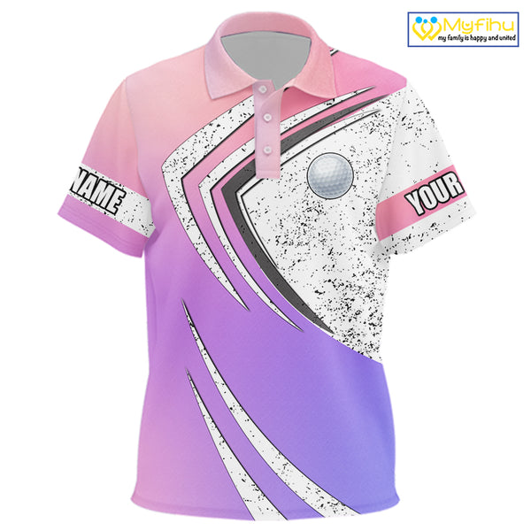 Kid golf polo shirts purple gradient pattern custom team golf shirts, golf tops for Kid NQS10089
