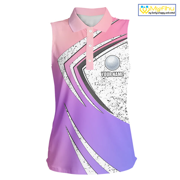 Women sleeveless golf polo shirts purple gradient custom team golf shirts, golf tops for ladies NQS10089
