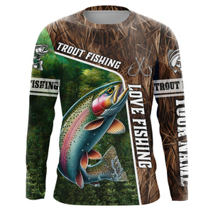 Personalized Rainbow trout Fishing Shirts, Love Fishing Camo fish on 3D All Over Printed Shirts NQS5902