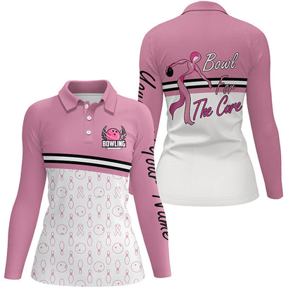 Women bowling polo shirt Custom bowl for the cure Breast Cancer Awareness Pink Ribbon bowling jersey NQS6337