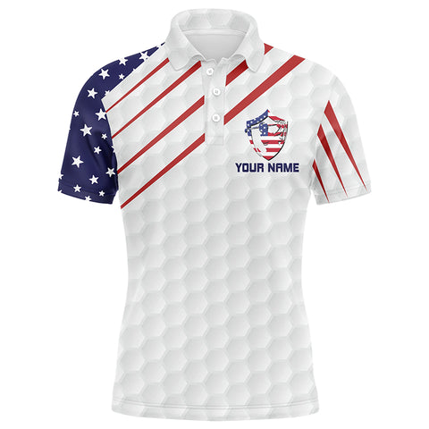 Personalized American flag patriot golf red, white and blue Mens golf polo shirts custom golf gifts NQS7272
