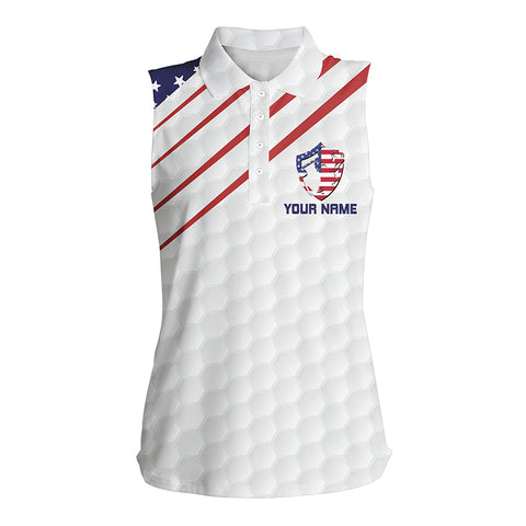 American flag patriot golf red, white and blue Womens sleeveless polo shirts custom golf gifts NQS7272
