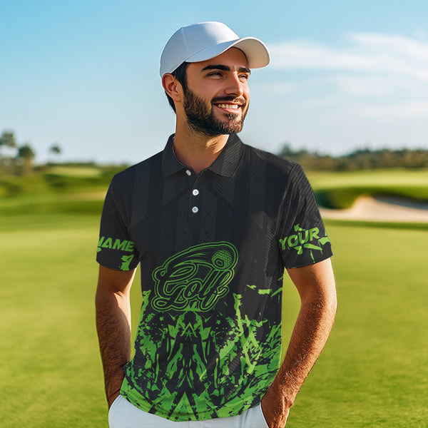 Black and Green Camo Golf polo shirts for Men custom team golf outfit men, personalized golf gifts NQS9664