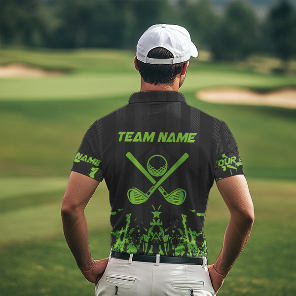 Black and Green Camo Golf polo shirts for Men custom team golf outfit men, personalized golf gifts NQS9664