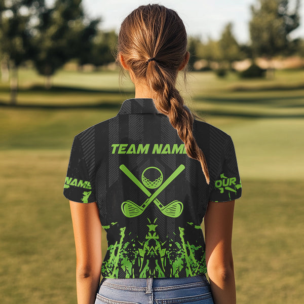 Black and Green Camo Golf polo shirts for Women custom team golf outfit ladies, personalized golf gift NQS9664