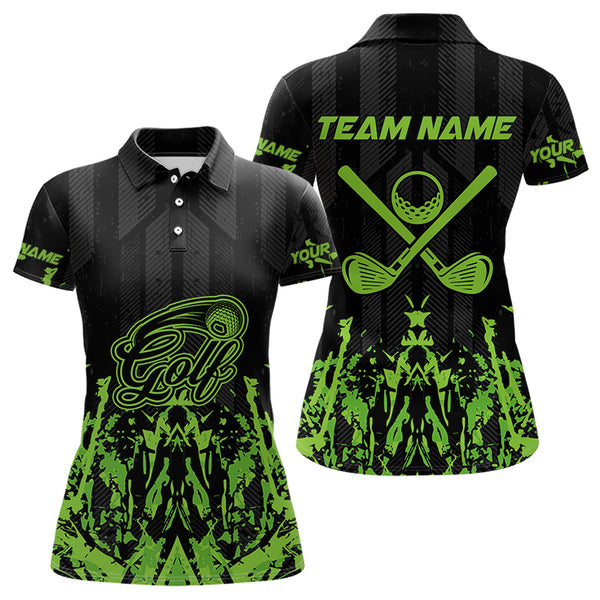 Black and Green Camo Golf polo shirts for Women custom team golf outfit ladies, personalized golf gift NQS9664