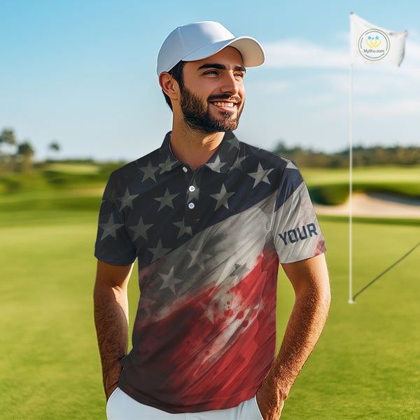 Personalized golf polos shirts for men American flag 4th July custom patriotic best men golf wears NQS9945
