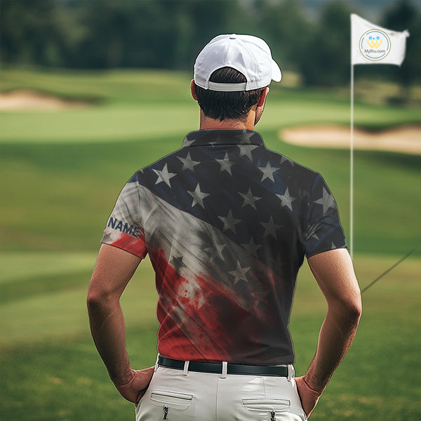 Personalized golf polos shirts for men American flag 4th July custom patriotic best men golf wears NQS9945