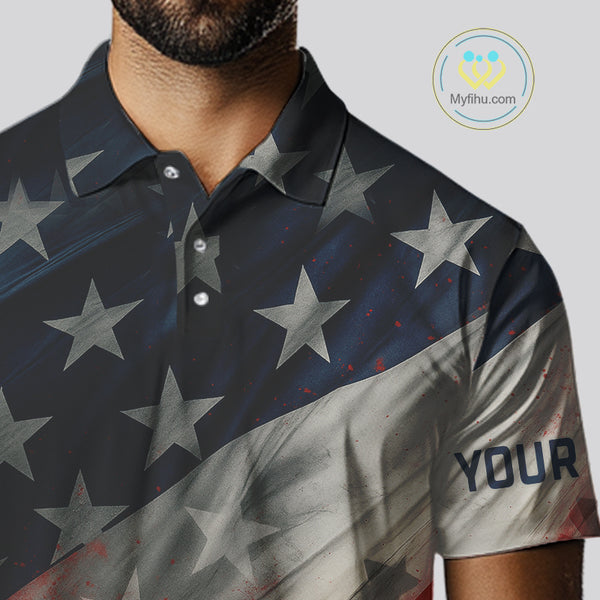 Personalized golf polos shirts for men American flag 4th July custom patriotic best men golf wears NQS9945