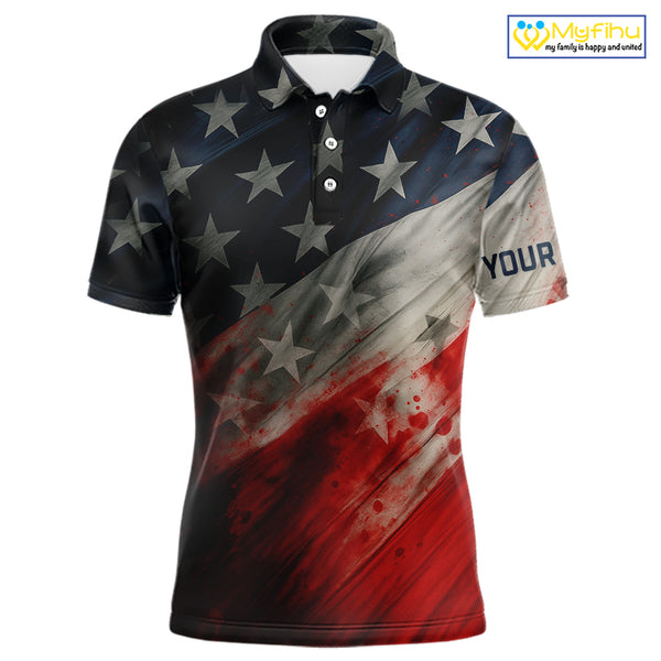 Personalized golf polos shirts for men American flag 4th July custom patriotic best men golf wears NQS9945