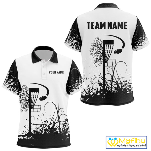 Black and White Disc Golf basket Disc golf polo shirts for Kid Custom team disc golf outfit NQS9946