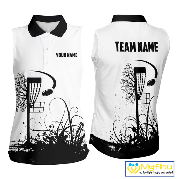 Black and White Disc Golf basket Disc golf sleeveless polo shirts Custom team disc golf outfit NQS9946