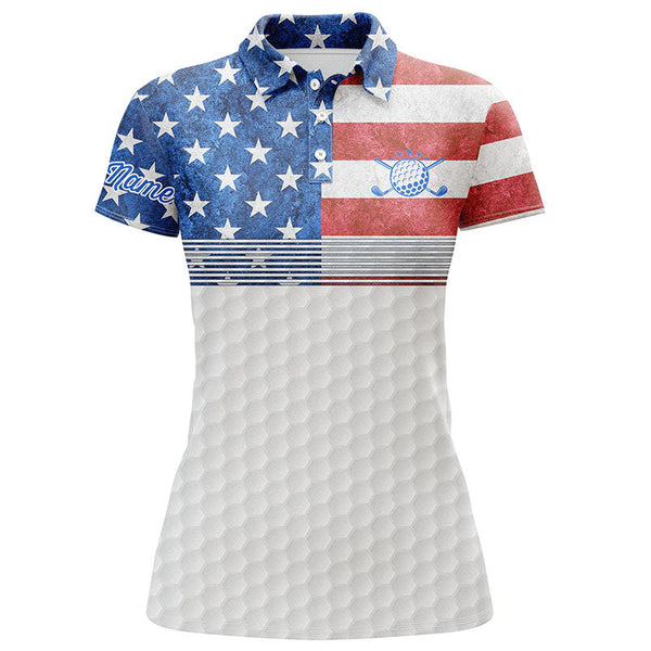 American flag white Womens golf polo shirts custom name patriotic golf shirts for women NQS5700