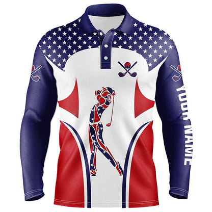 Red, White and Blue American flag Mens golf polo shirts custom patriotic mens golf tops NQS7801
