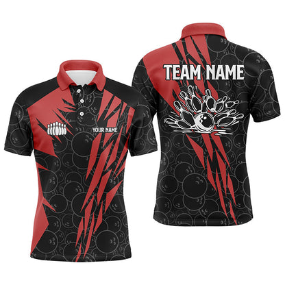 Black bowling camo Mens polo bowling shirt Custom bowling strike team league jerseys | Red NQS6343