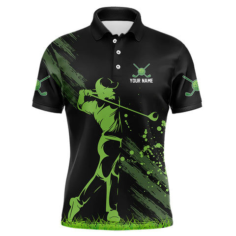 Black and Green Mens Golf Polo Shirts custom golf shirt for men, personalized golf gift for men NQS9157