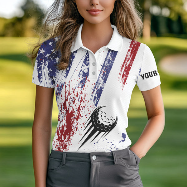 American flag patriotic Women golf polo shirt custom swing swear look for ball repeat ladies golf tops NQS9359