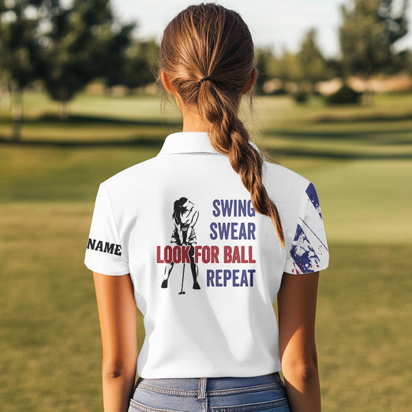 American flag patriotic Women golf polo shirt custom swing swear look for ball repeat ladies golf tops NQS9359