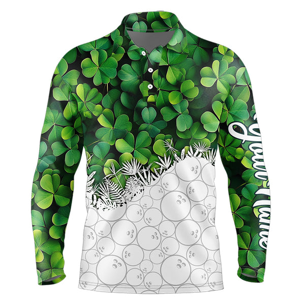 Bowling Shirts For Men custom Green clover white bowling camo St Patrick Day Bowling attire for mens NQS9501