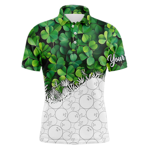 Bowling Shirts For Men custom Green clover white bowling camo St Patrick Day Bowling attire for mens NQS9501