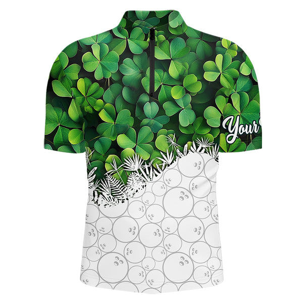 Bowling Shirts For Men custom Green clover white bowling camo St Patrick Day Bowling attire for mens NQS9501