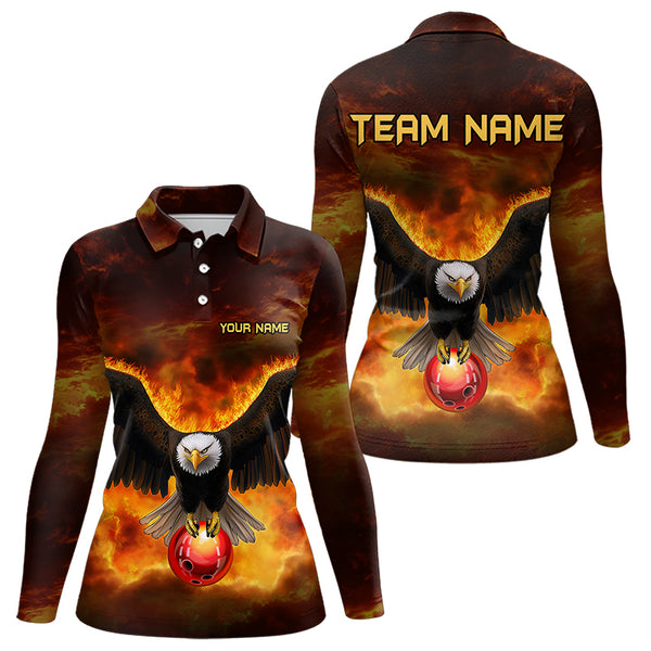 Personalized Flame Eagle Custom Bowling Team Shirts For Women, Fire Eagle Bowling League Jersey NQS9512