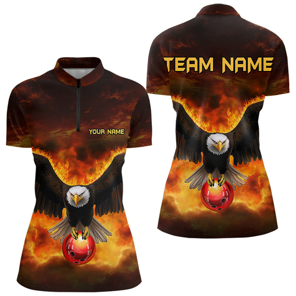 Personalized Flame Eagle Custom Bowling Team Shirts For Women, Fire Eagle Bowling League Jersey NQS9512