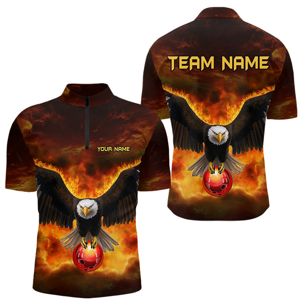 Personalized Flame Eagle Custom Bowling Team Shirts For Mens, Fire Eagle Bowling League Jersey NQS9512