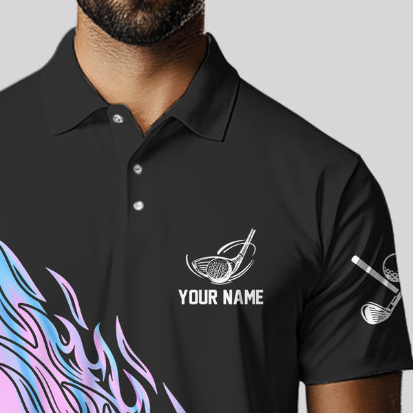 Hologram Flame Golf ball Polo Shirts For Men Custom Golf Team Shirts Golfer Outfit NQS9674