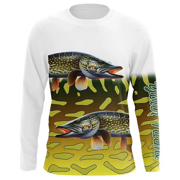 Northern Pike Fishing Custom UV Protection long sleeve Fishing Shirts, Personalized Fishing Gift NQS278