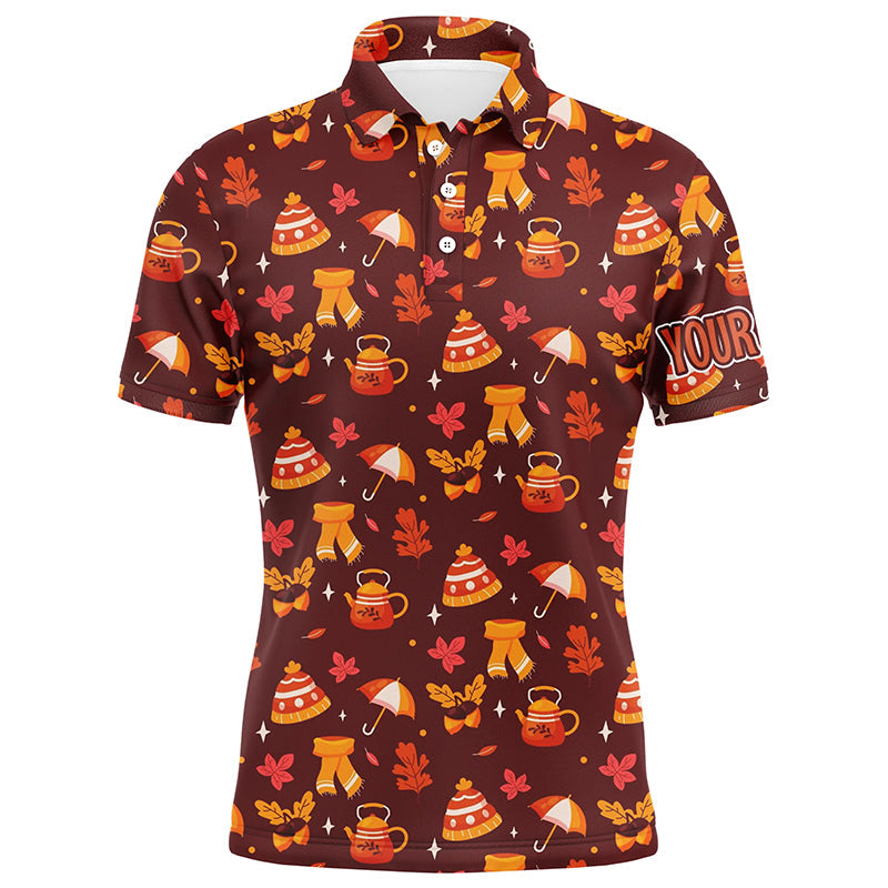 Fall season pattern Thanksgiving Mens golf polo shirts custom Thanksgiving golf tops for men NQS6837