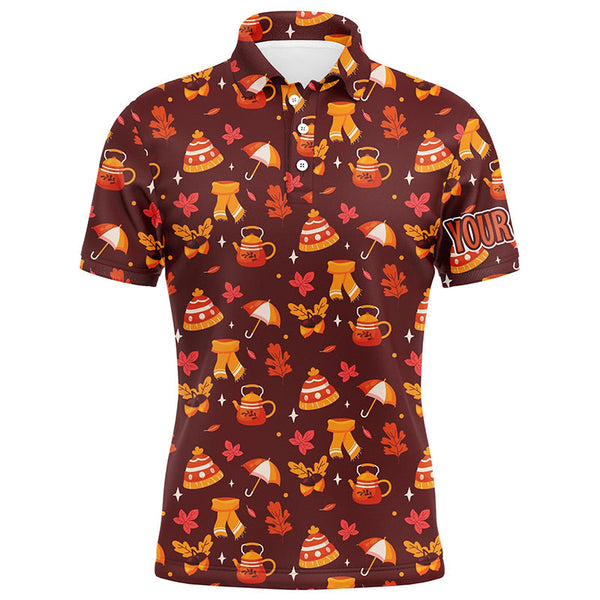 Fall season pattern Thanksgiving Mens golf polo shirts custom Thanksgiving golf tops for men NQS6837