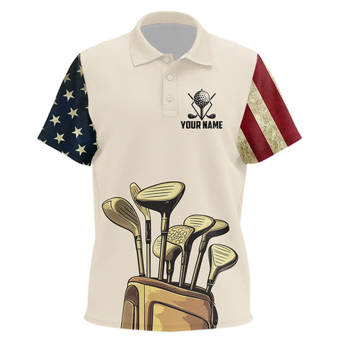 Vintage American Flag Kid Golf Polo Shirts custom patriotic golf shirt for Kid NQS9161