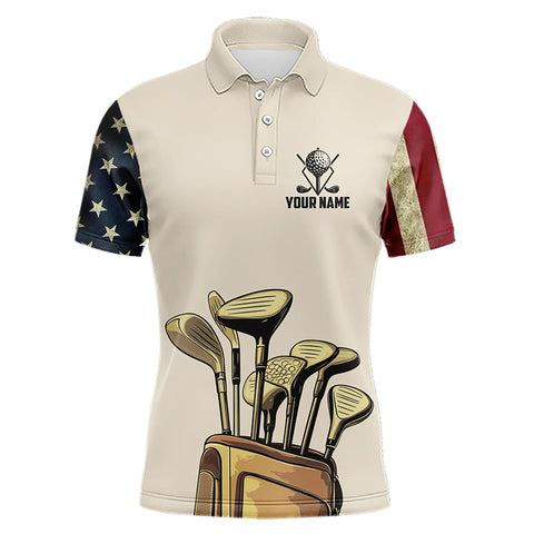 Vintage American Flag Mens Golf Polo Shirts custom patriotic golf shirt for men NQS9161