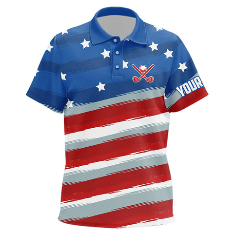 Red, White and Blue American Flag Kid Golf Polo Shirts custom patriotic golf tops for Kid NQS9166