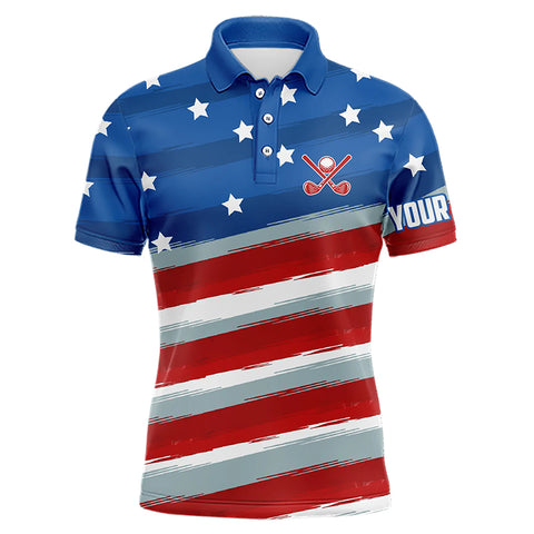 Red, White and Blue American Flag Mens Golf Polo Shirts custom patriotic golf tops for men NQS9166