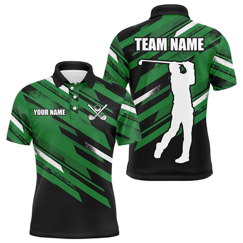 Mens golf polo shirts custom black and green golf attire for mens, golfing gifts for men NQS7456