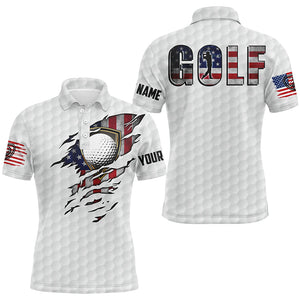 Mens golf polo shirts vintage American flag custom team golf shirts, patriot white golf tops NQS7613