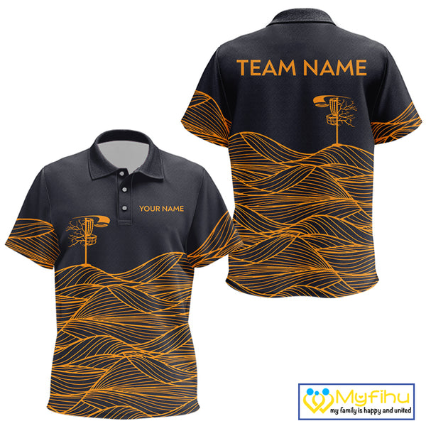 Black and Orange Disc Golf basket Disc golf polo shirts for Kid Custom team disc golf outfit NQS9959