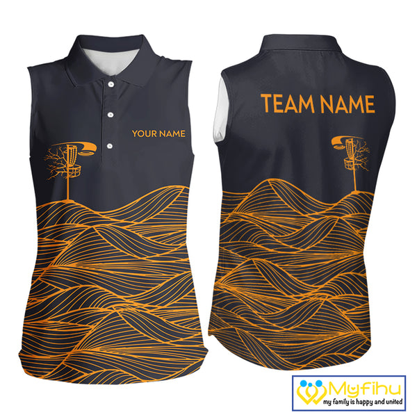 Black and Orange Disc Golf basket Disc golf sleeveless polo shirts Custom team disc golf outfit NQS9959